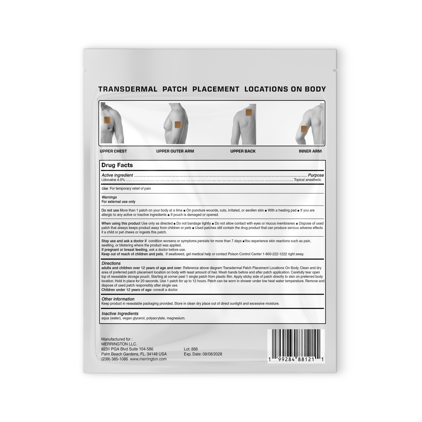 Merrington 4% Lidocaine Transdermal Patch Made In USA